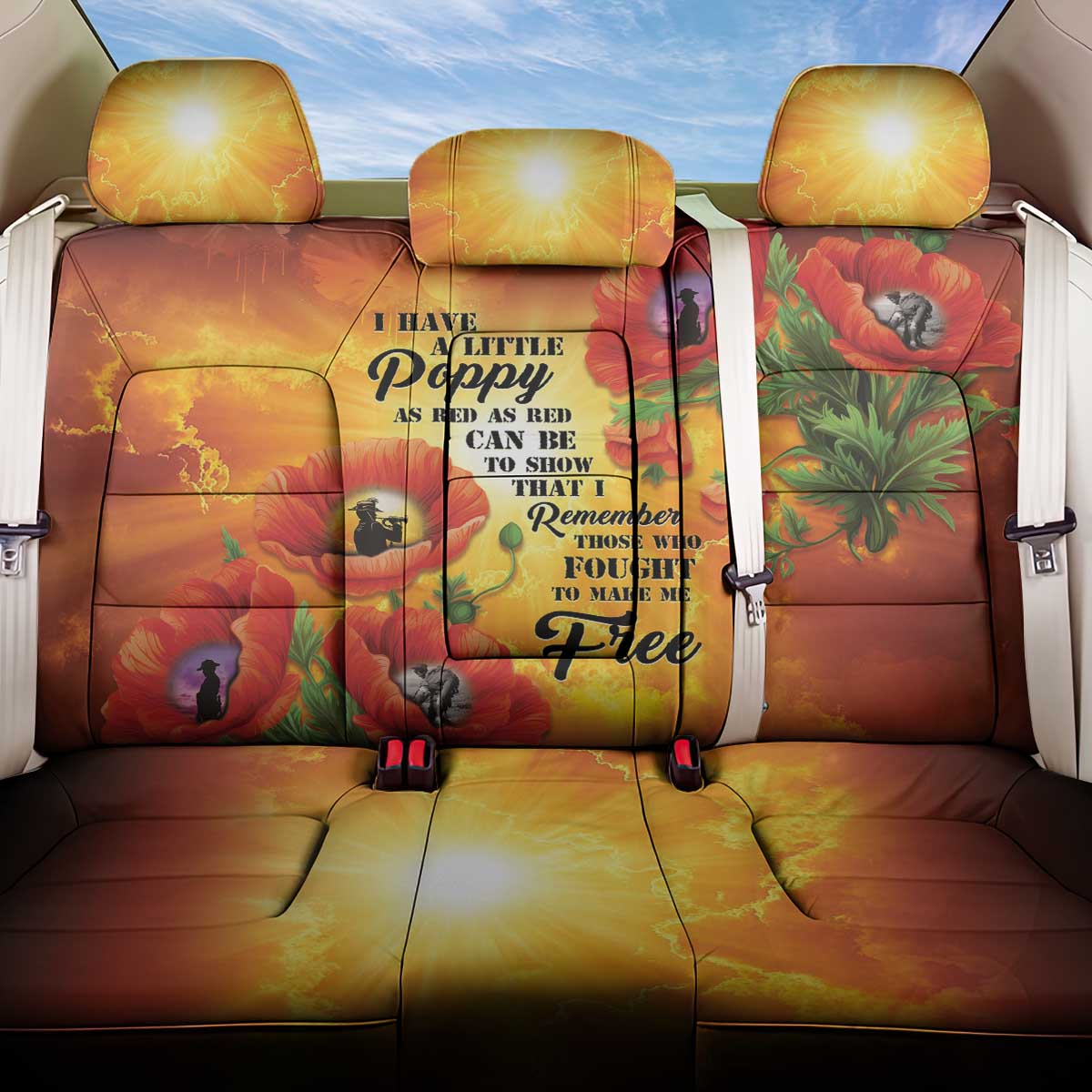 ANZAC Day Red Poppy Back Car Seat Cover Honoring The ANZAC Spirit LT05 One Size Orange - Polynesian Pride