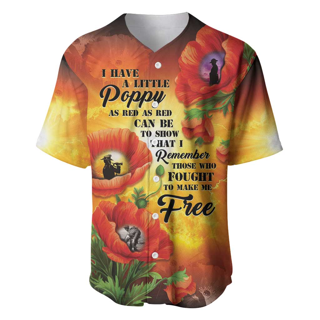 ANZAC Day Red Poppy Baseball Jersey Honoring The ANZAC Spirit