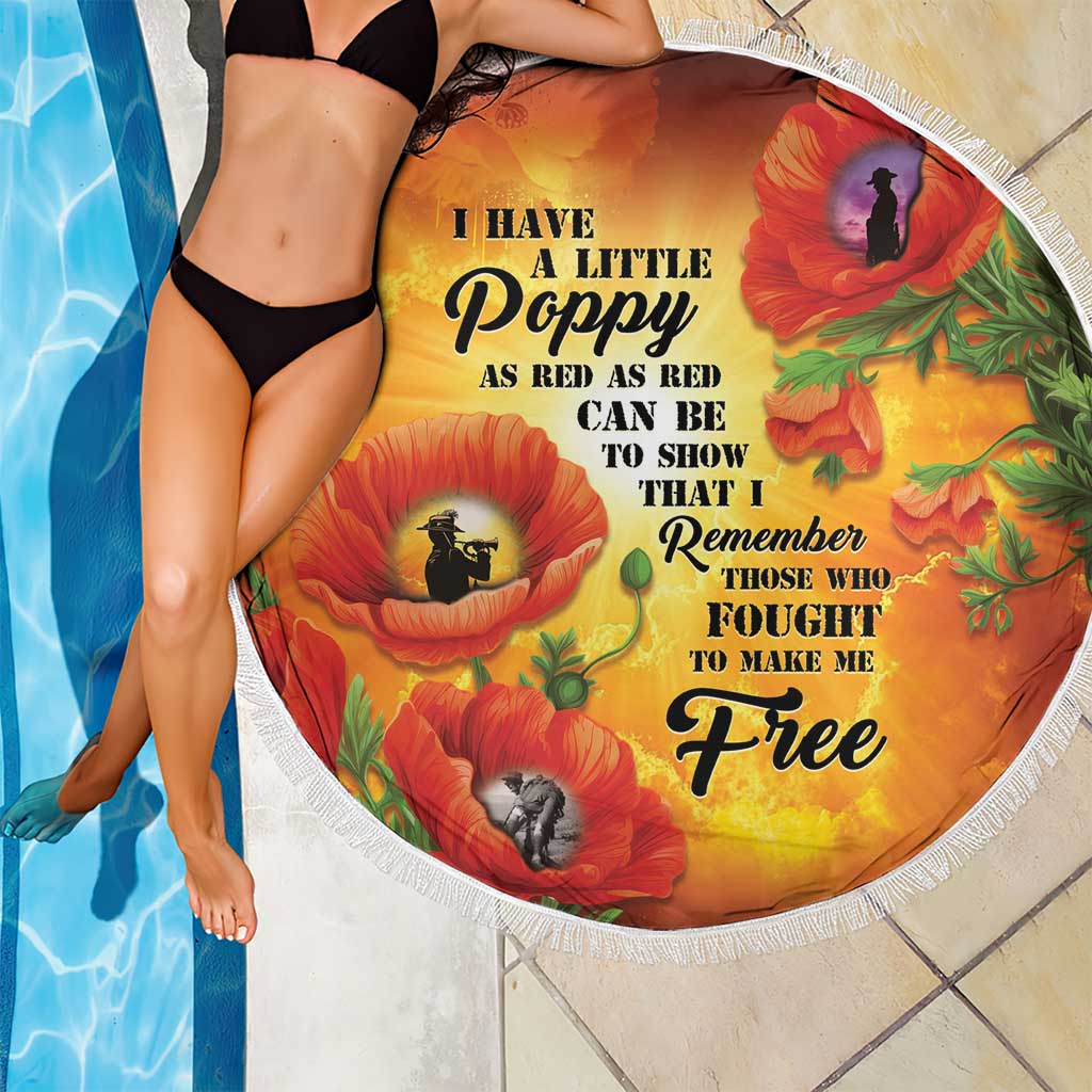 ANZAC Day Red Poppy Beach Blanket Honoring The ANZAC Spirit