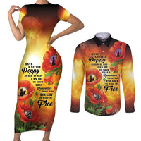 ANZAC Day Red Poppy Couples Matching Short Sleeve Bodycon Dress and Long Sleeve Button Shirt Honoring The ANZAC Spirit
