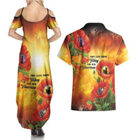 ANZAC Day Red Poppy Couples Matching Summer Maxi Dress and Hawaiian Shirt Honoring The ANZAC Spirit