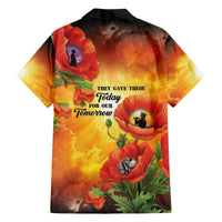 ANZAC Day Red Poppy Family Matching Off The Shoulder Long Sleeve Dress and Hawaiian Shirt Honoring The ANZAC Spirit LT05 - Polynesian Pride