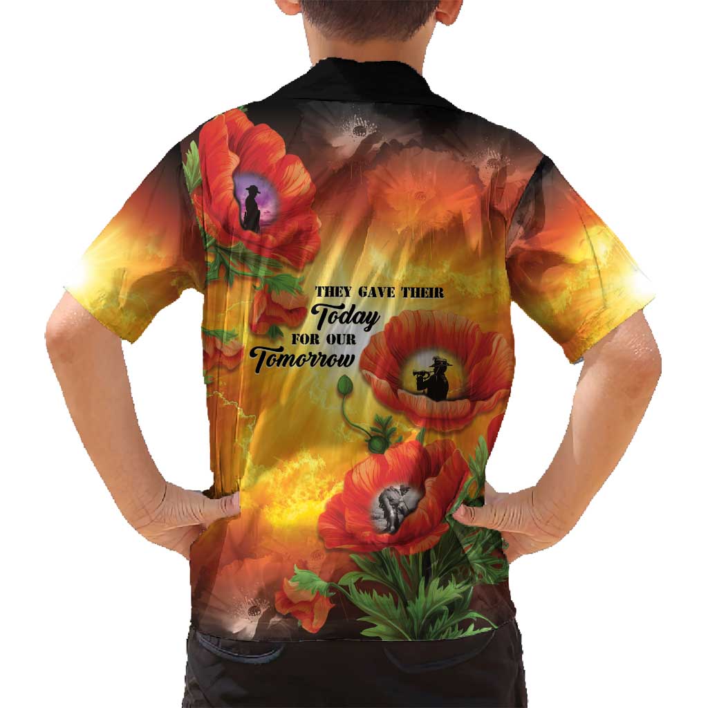 ANZAC Day Red Poppy Family Matching Off Shoulder Maxi Dress and Hawaiian Shirt Honoring The ANZAC Spirit LT05 - Polynesian Pride