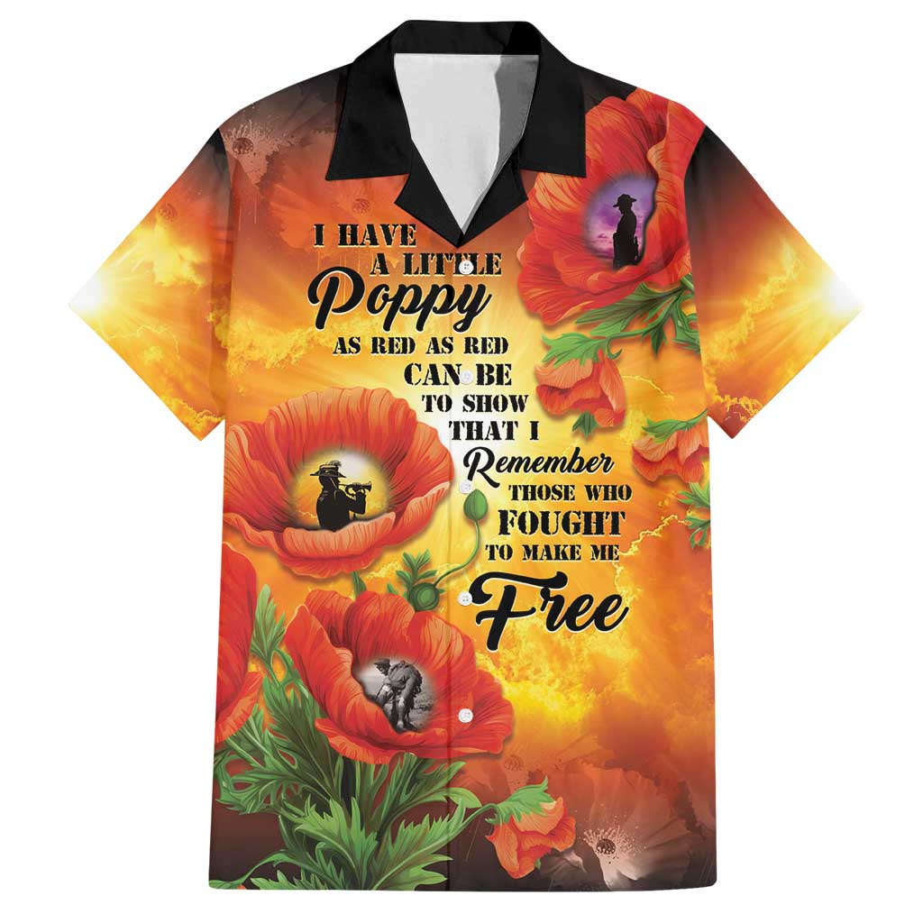 ANZAC Day Red Poppy Family Matching Off Shoulder Maxi Dress and Hawaiian Shirt Honoring The ANZAC Spirit LT05 Dad's Shirt - Short Sleeve Orange - Polynesian Pride