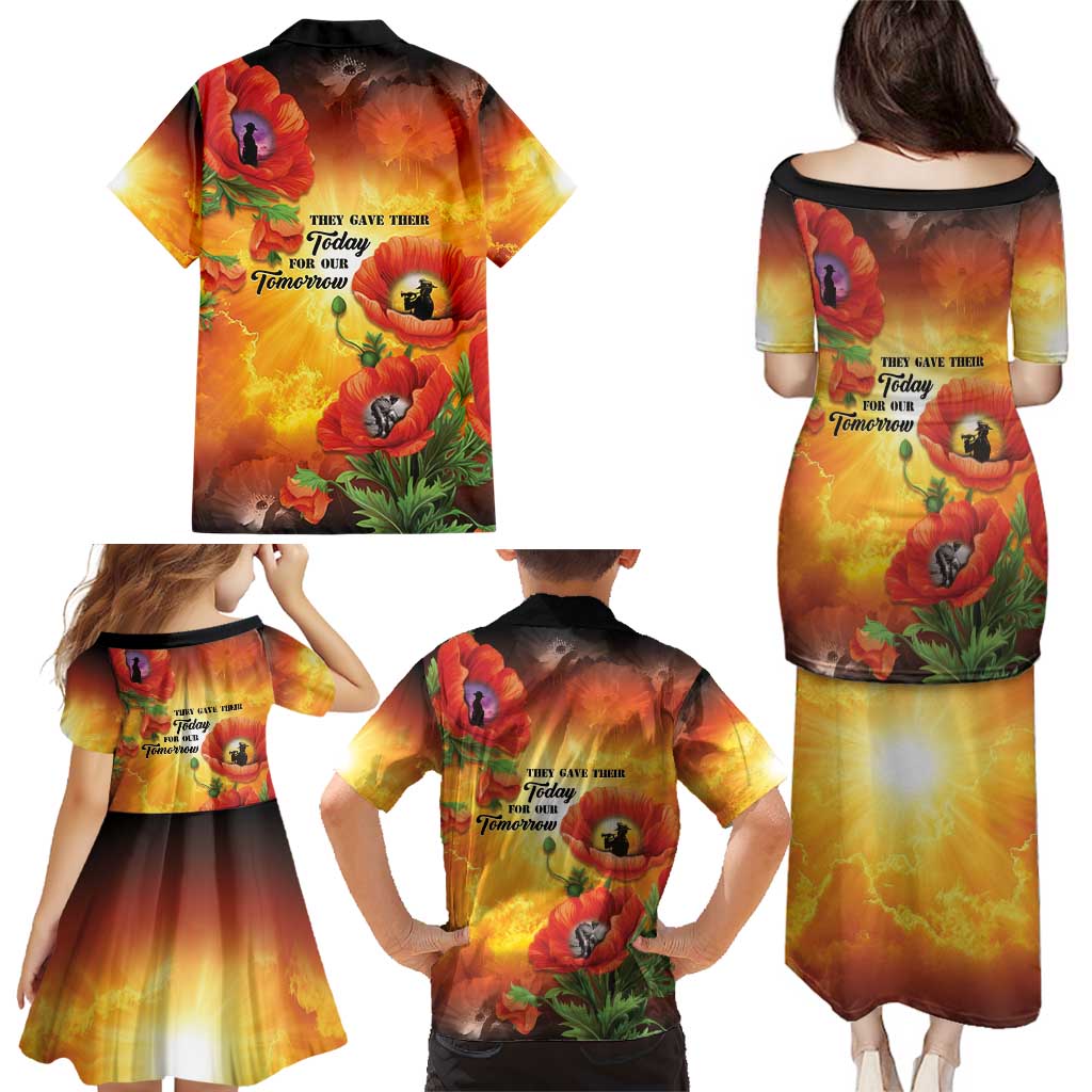 ANZAC Day Red Poppy Family Matching Puletasi and Hawaiian Shirt Honoring The ANZAC Spirit