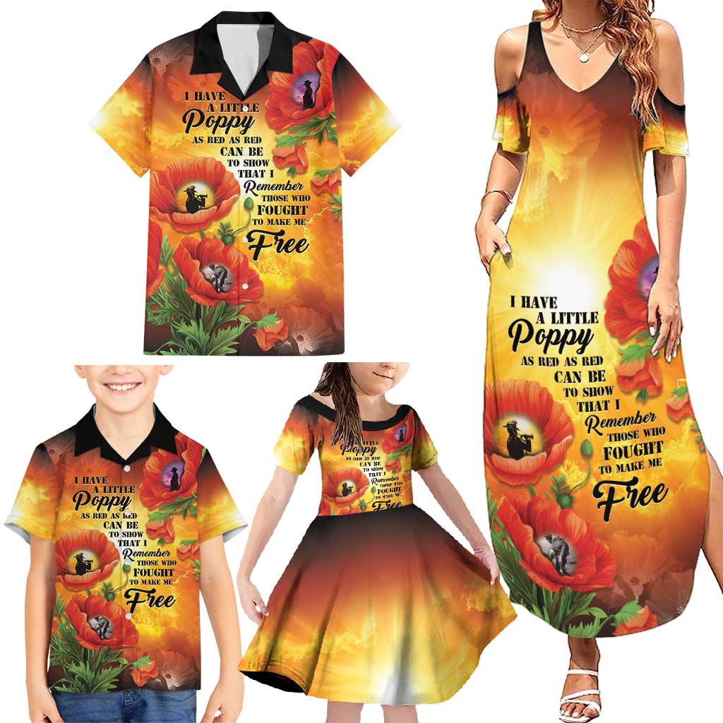 ANZAC Day Red Poppy Family Matching Summer Maxi Dress and Hawaiian Shirt Honoring The ANZAC Spirit