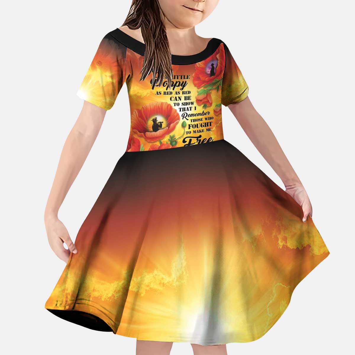 ANZAC Day Red Poppy Kid Short Sleeve Dress Honoring The ANZAC Spirit