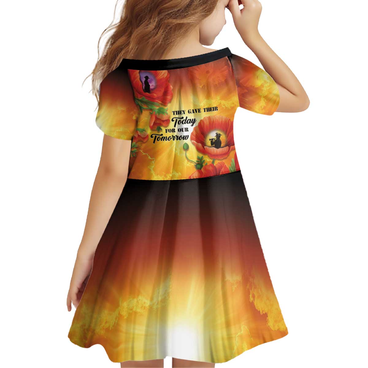 ANZAC Day Red Poppy Kid Short Sleeve Dress Honoring The ANZAC Spirit