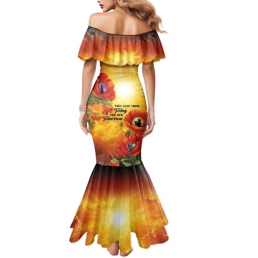 ANZAC Day Red Poppy Mermaid Dress Honoring The ANZAC Spirit