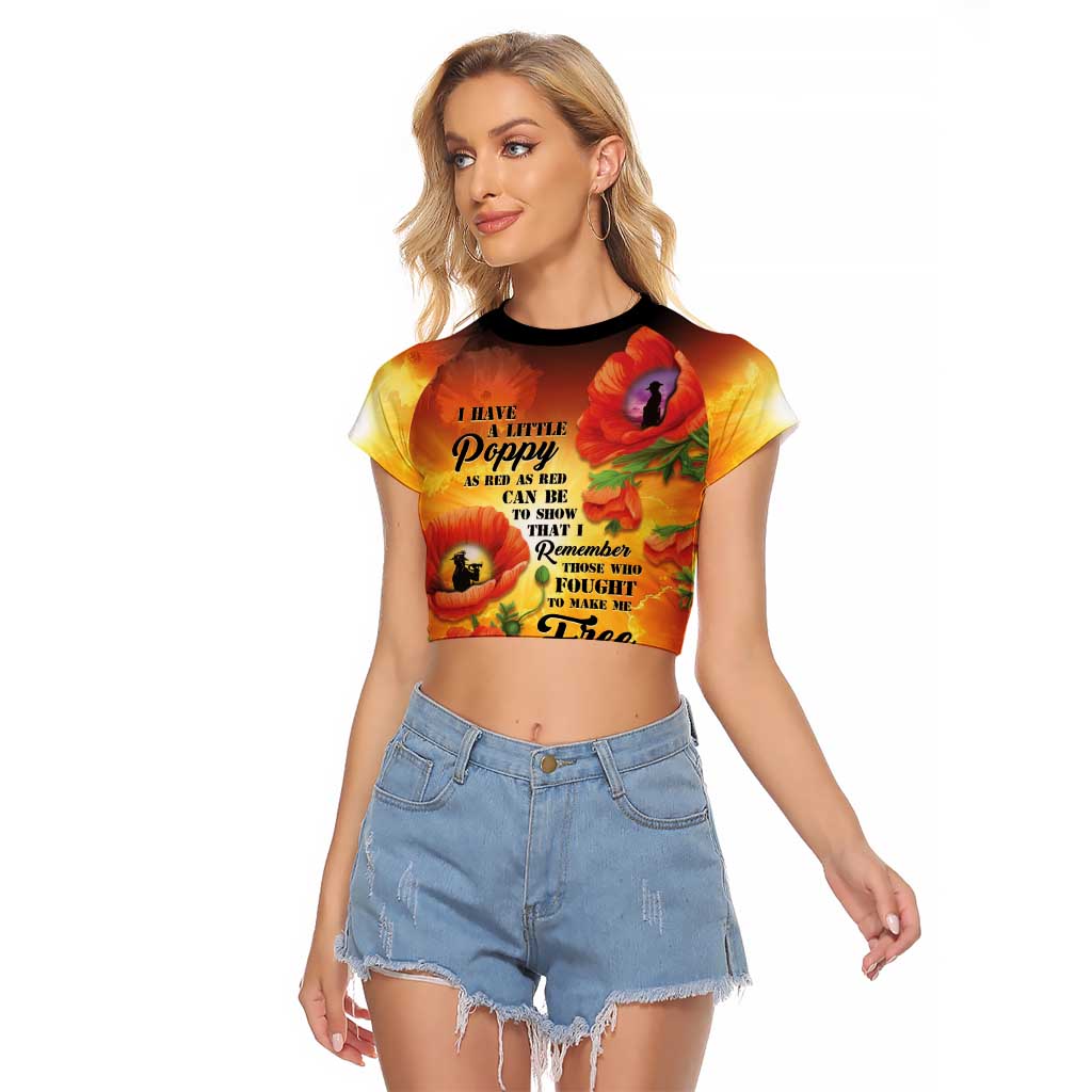 ANZAC Day Red Poppy Raglan Cropped T Shirt Honoring The ANZAC Spirit