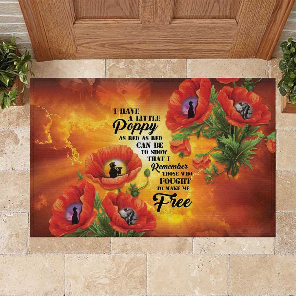 ANZAC Day Red Poppy Rubber Doormat Honoring The ANZAC Spirit