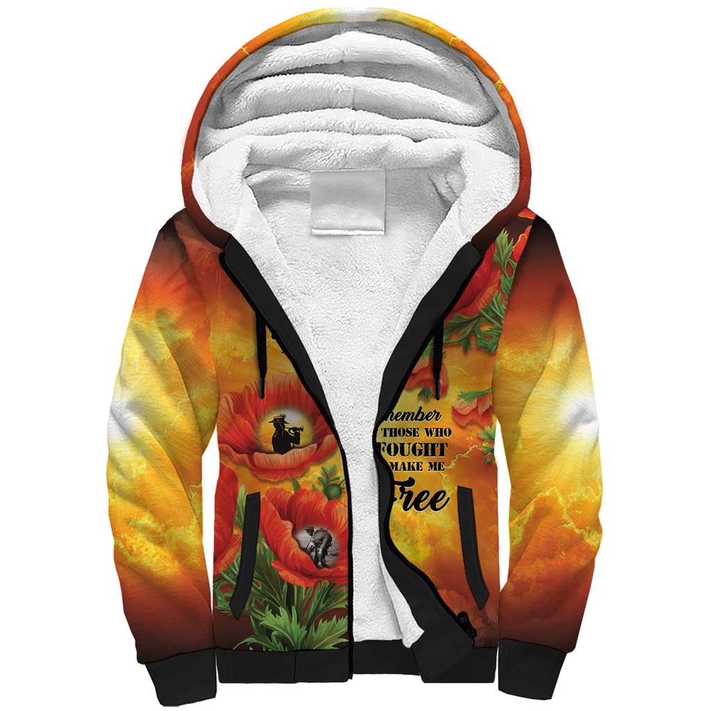 ANZAC Day Red Poppy Sherpa Hoodie Honoring The ANZAC Spirit
