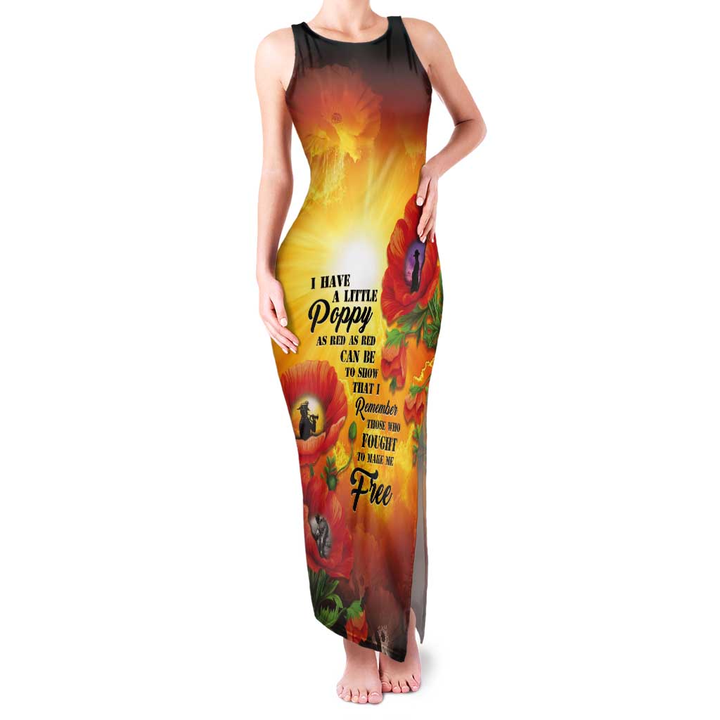 ANZAC Day Red Poppy Tank Maxi Dress Honoring The ANZAC Spirit LT05 Women Orange - Polynesian Pride