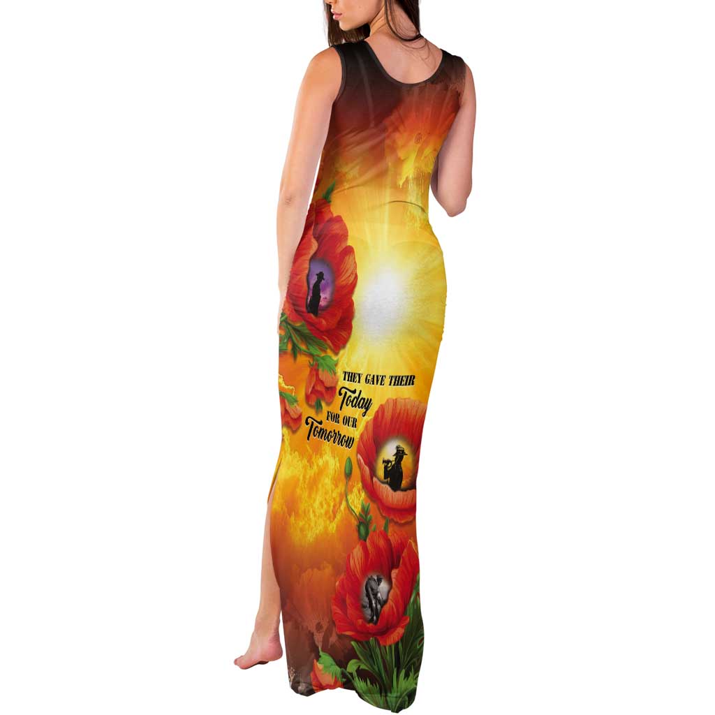 ANZAC Day Red Poppy Tank Maxi Dress Honoring The ANZAC Spirit LT05 - Polynesian Pride