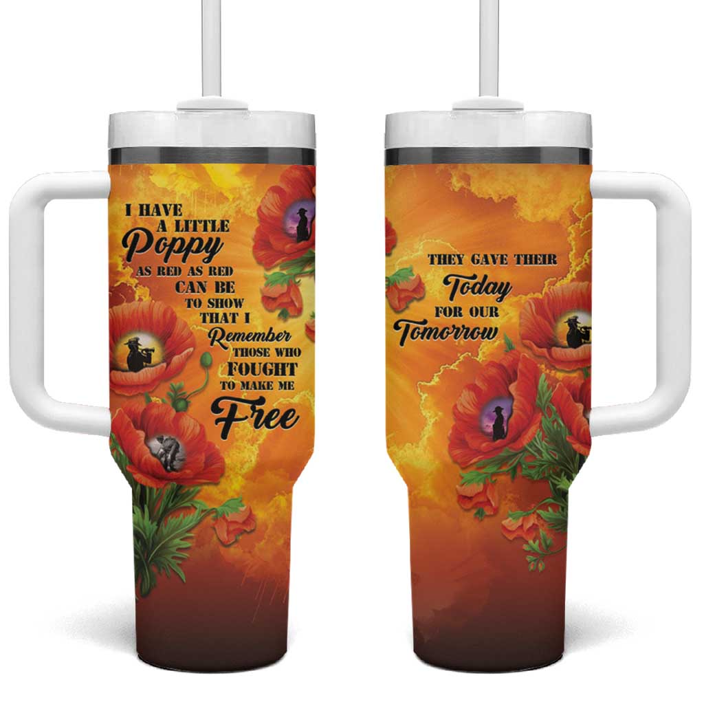 ANZAC Day Red Poppy Tumbler With Handle Honoring The ANZAC Spirit