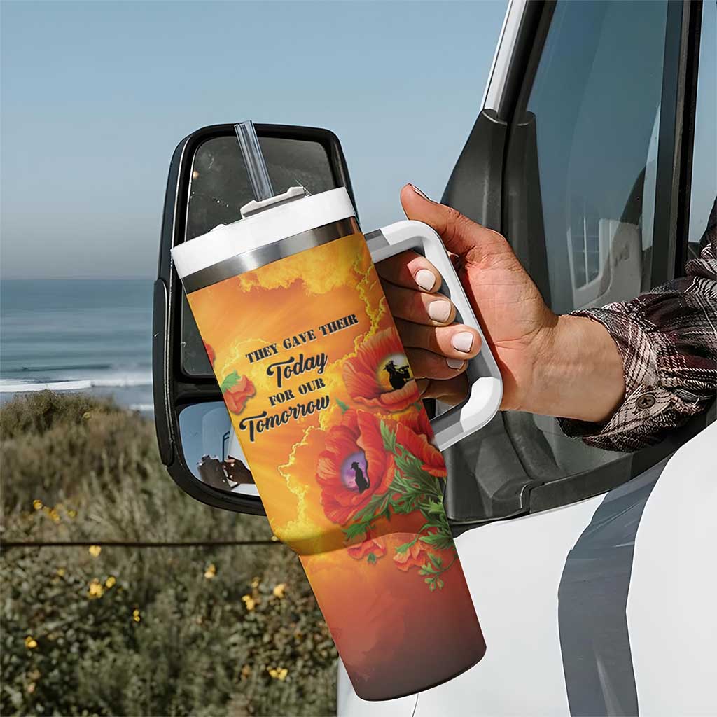 ANZAC Day Red Poppy Tumbler With Handle Honoring The ANZAC Spirit