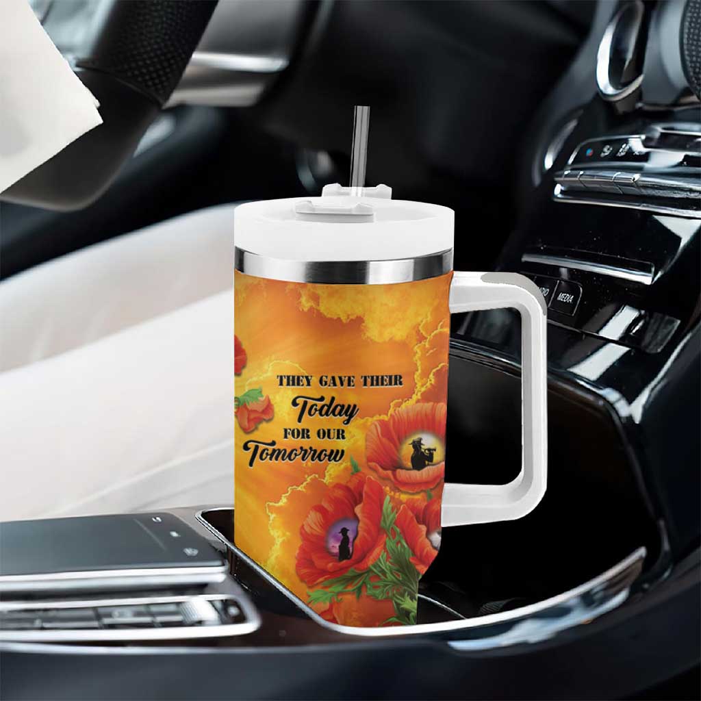 ANZAC Day Red Poppy Tumbler With Handle Honoring The ANZAC Spirit