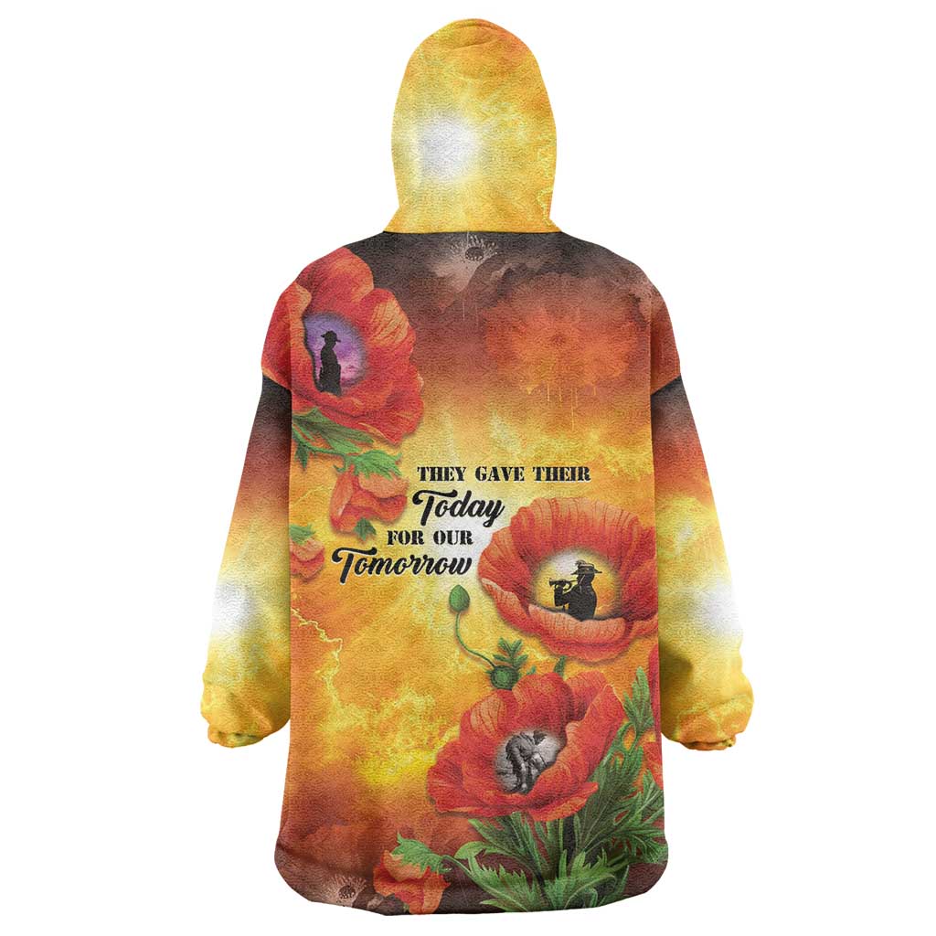 ANZAC Day Red Poppy Wearable Blanket Hoodie Honoring The ANZAC Spirit