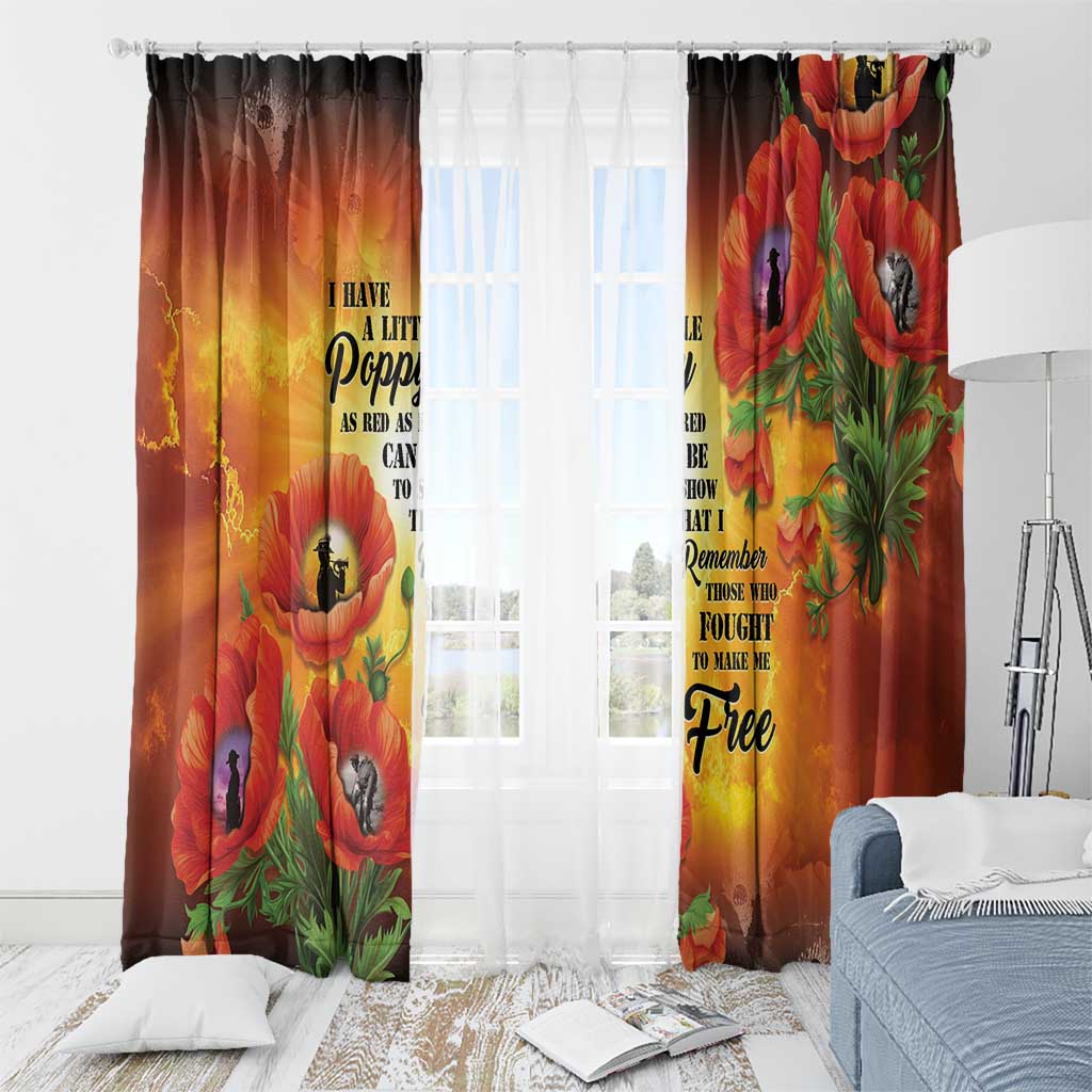 ANZAC Day Red Poppy Window Curtain Honoring The ANZAC Spirit