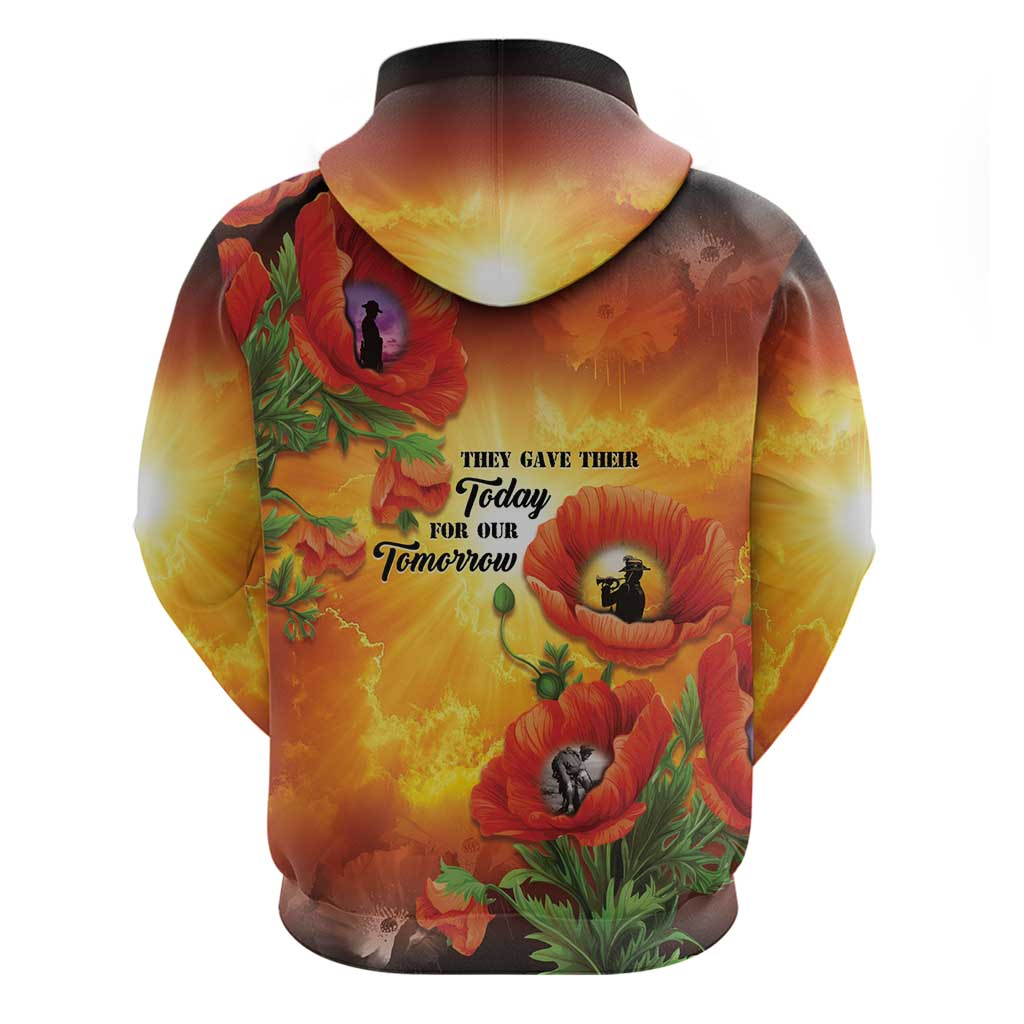 ANZAC Day Red Poppy Zip Hoodie Honoring The ANZAC Spirit LT05 - Polynesian Pride
