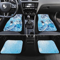 Aotearoa Maori Wahine Car Mats Fantail Bird Blue Gold Marble