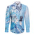Aotearoa Maori Wahine Family Matching Short Sleeve Bodycon Dress and Hawaiian Shirt Fantail Bird Blue Gold Marble