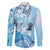 Aotearoa Maori Wahine Family Matching Summer Maxi Dress and Hawaiian Shirt Fantail Bird Blue Gold Marble
