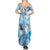 Aotearoa Maori Wahine Family Matching Summer Maxi Dress and Hawaiian Shirt Fantail Bird Blue Gold Marble