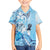 Aotearoa Maori Wahine Family Matching Summer Maxi Dress and Hawaiian Shirt Fantail Bird Blue Gold Marble