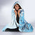 Aotearoa Maori Wahine Hooded Blanket Fantail Bird Blue Gold Marble