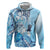 Aotearoa Maori Wahine Hoodie Fantail Bird Blue Gold Marble