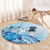 Aotearoa Maori Wahine Round Carpet Fantail Bird Blue Gold Marble