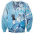 Aotearoa Maori Wahine Sweatshirt Fantail Bird Blue Gold Marble