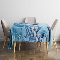 Aotearoa Maori Wahine Tablecloth Fantail Bird Blue Gold Marble