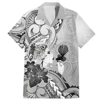 Aotearoa Maori Wahine Family Matching Tank Maxi Dress and Hawaiian Shirt Fantail Bird Black Gold Marble LT05 Dad's Shirt - Short Sleeve Black - Polynesian Pride