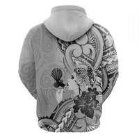 Aotearoa Maori Wahine Hoodie Fantail Bird Black Gold Marble