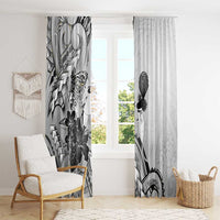 Aotearoa Maori Wahine Window Curtain Fantail Bird Black Gold Marble