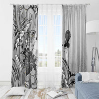 Aotearoa Maori Wahine Window Curtain Fantail Bird Black Gold Marble