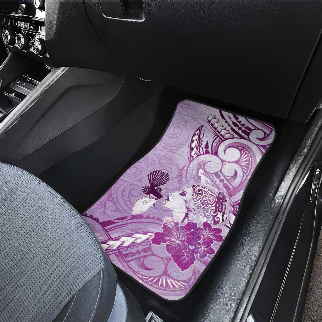 Aotearoa Maori Wahine Car Mats Fantail Bird Purple Gold Marble