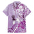 Aotearoa Maori Wahine Family Matching Short Sleeve Bodycon Dress and Hawaiian Shirt Fantail Bird Purple Gold Marble