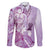 Aotearoa Maori Wahine Family Matching Short Sleeve Bodycon Dress and Hawaiian Shirt Fantail Bird Purple Gold Marble
