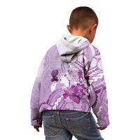 Aotearoa Maori Wahine Kid Hoodie Fantail Bird Purple Gold Marble