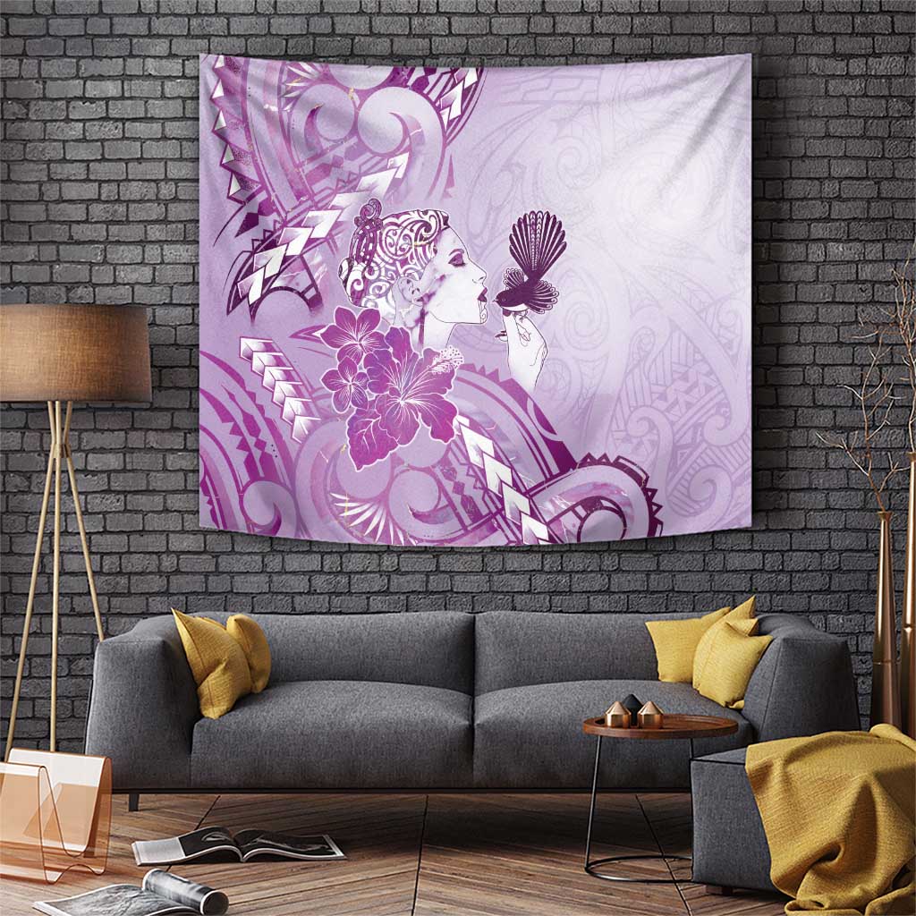 Aotearoa Maori Wahine Tapestry Fantail Bird Purple Gold Marble LT05 Purple - Polynesian Pride