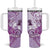 Aotearoa Maori Wahine Tumbler With Handle Fantail Bird Purple Gold Marble