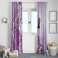 Aotearoa Maori Wahine Window Curtain Fantail Bird Purple Gold Marble
