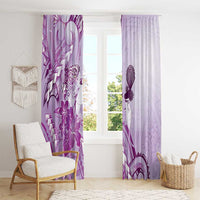 Aotearoa Maori Wahine Window Curtain Fantail Bird Purple Gold Marble