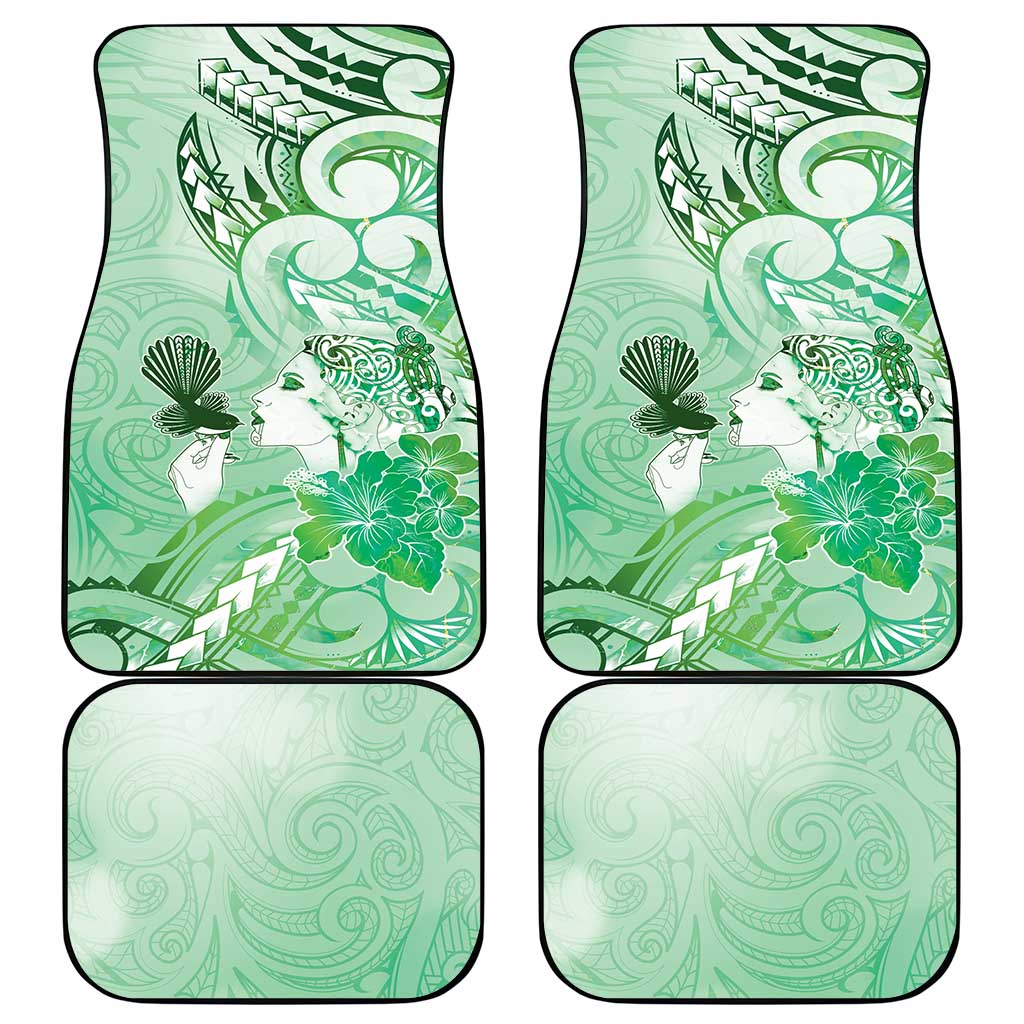 Aotearoa Maori Wahine Car Mats Fantail Bird Green Gold Marble