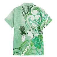 Aotearoa Maori Wahine Family Matching Mermaid Dress and Hawaiian Shirt Fantail Bird Green Gold Marble LT05 - Polynesian Pride