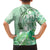 Aotearoa Maori Wahine Family Matching Off The Shoulder Long Sleeve Dress and Hawaiian Shirt Fantail Bird Green Gold Marble
