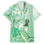 Aotearoa Maori Wahine Family Matching Off The Shoulder Long Sleeve Dress and Hawaiian Shirt Fantail Bird Green Gold Marble